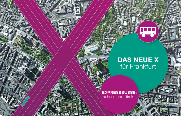 Buchstabe X auf Satellitenbild von Frankfurt