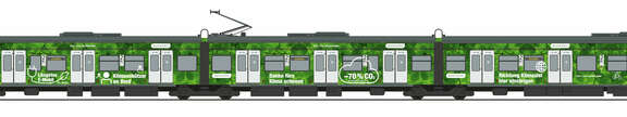 Grafik einer grün lackierten S-Bahn