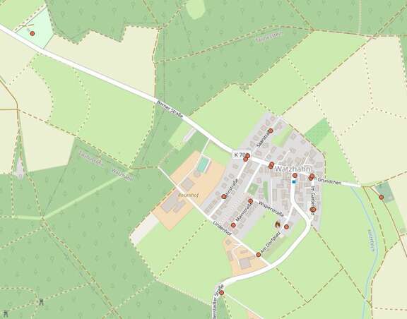 Virtuelle Haltestellen in Watzhahn Die Karte zeigt die Anordnung der virtuellen Haltestellen.