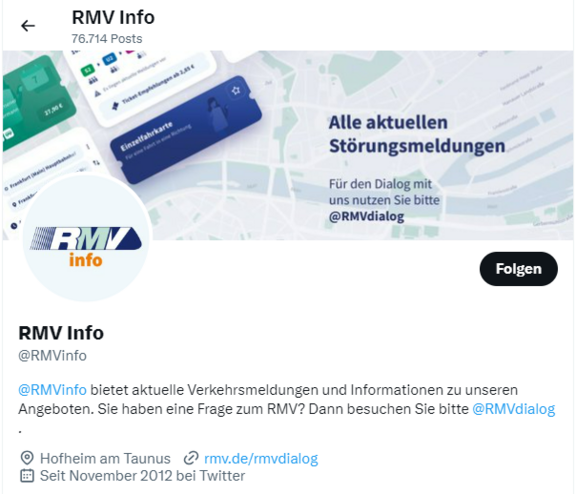 RMV Info auf Twitter
