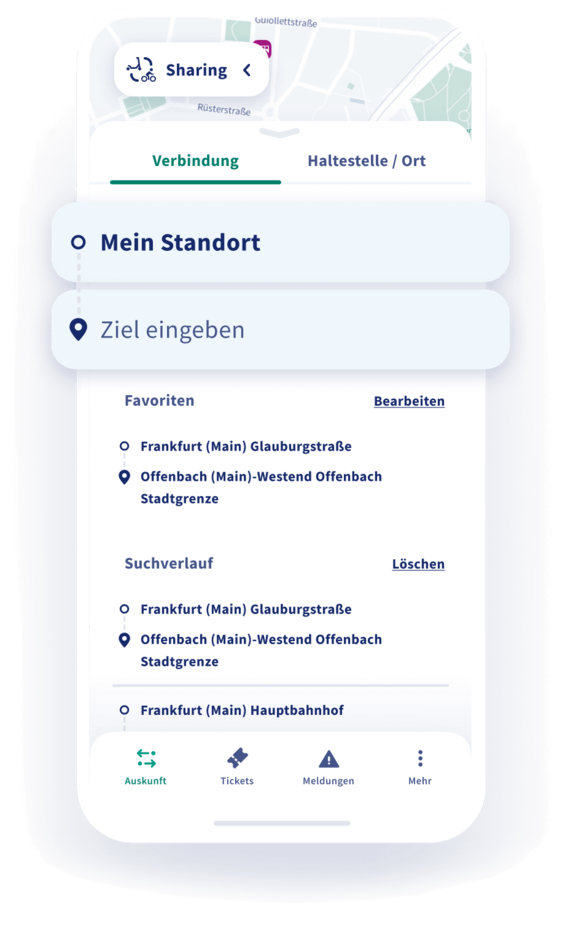 Screenshot von der RMVgo App