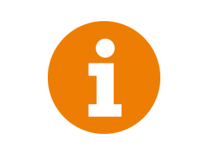 White information symbol on a round orange background