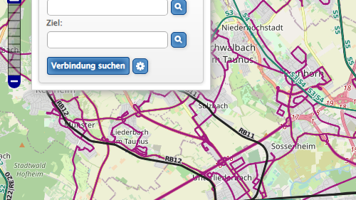 Screenshot of the interactive map showing a part of Frankfurt