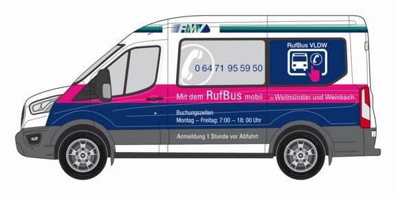 RufBus Weilmünster-Weinbach Kleinbus im RufBus Design-Entwurf