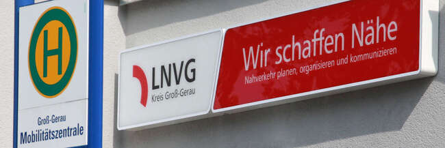 Mobilitätszentrale Groß-Gerau Nahaufnahme Logo LNVG