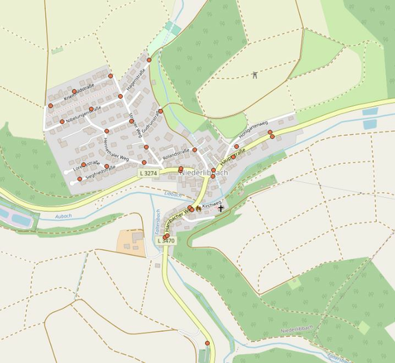 Virtuelle Haltestellen in Niederlibbach. Die Karte zeigt die Übersicht von virtuellen Haltepunkten in Niederlibbach.