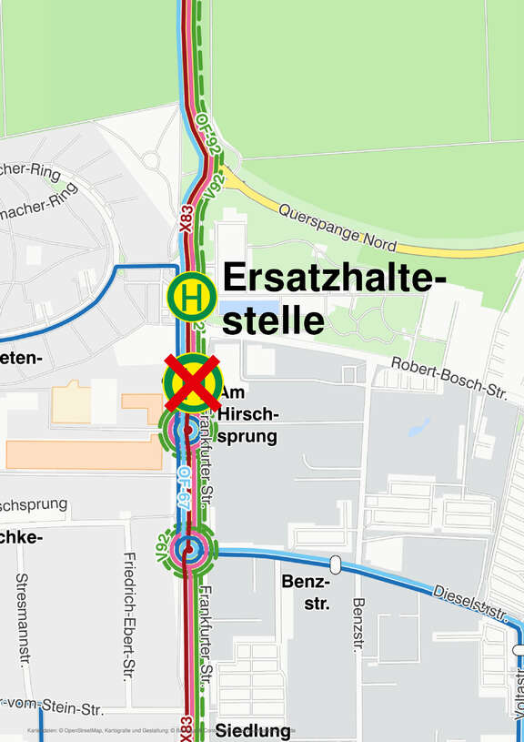 Umgebungskarte Haltestelle "Am Hirschsprung"