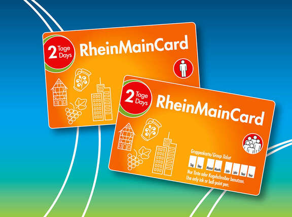 two orange maps with typical symbols for the Rhein-Main region and local traffic symbols