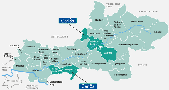 Karte der Bediengebiete