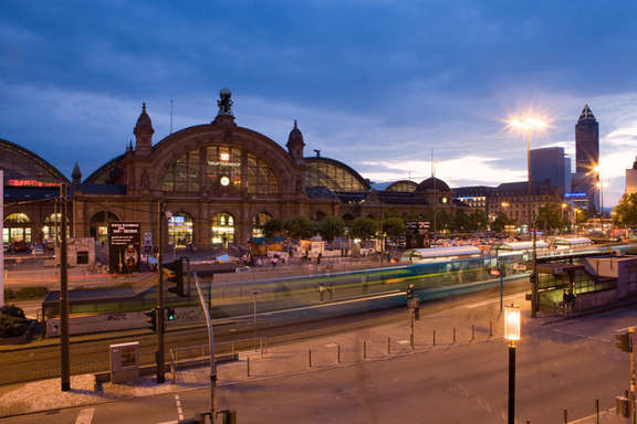 View of Frankfurt Central Station by night