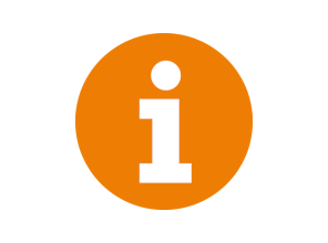 White information symbol on a round orange background