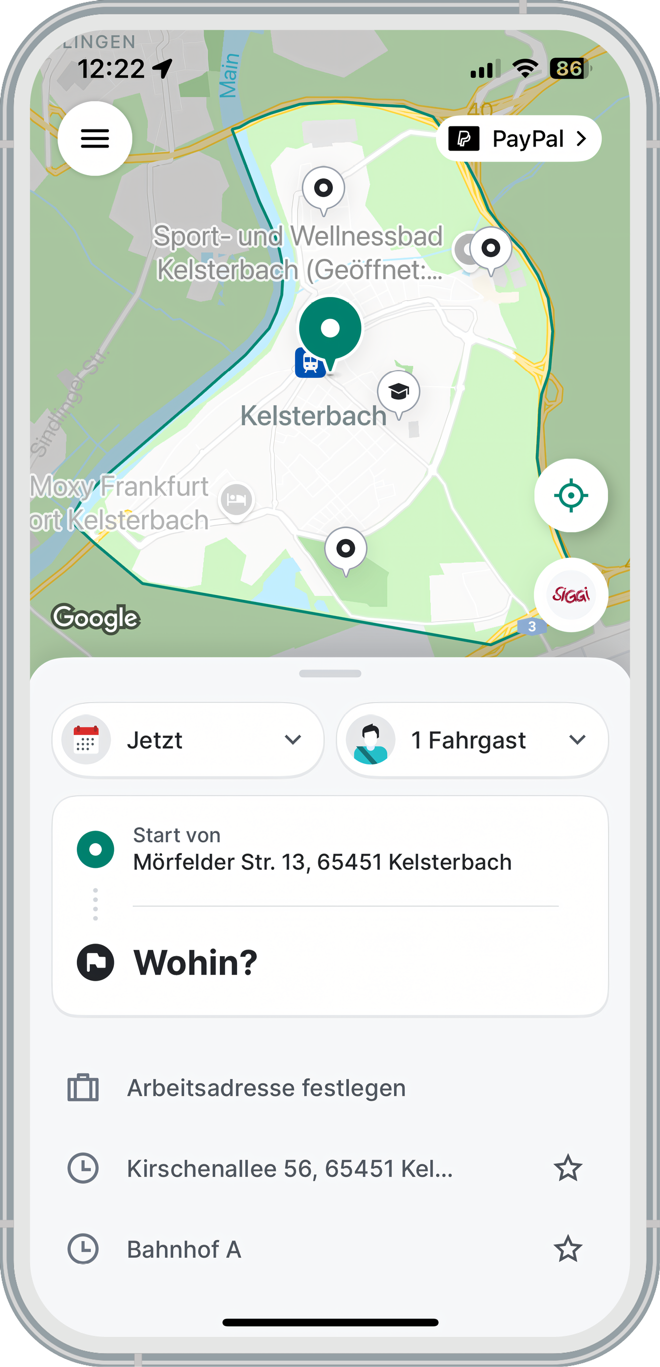 App RMV On-Demand mit Karten und Route