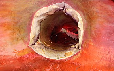 Vergrößerte Ansicht: Enge rote Tunnelröhre 