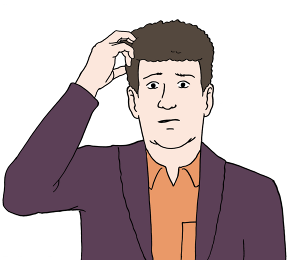 Grafik: Ein Mann fasst sich mit der Hand an den Kopf.