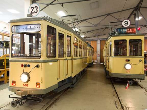 Historische Straßenbahnen im Verkehrsmuseum Frankfurt