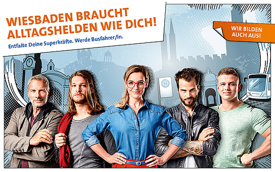 Plakat mit der Aufschrift Wiesbaden braucht Alltagshelden wie Dich