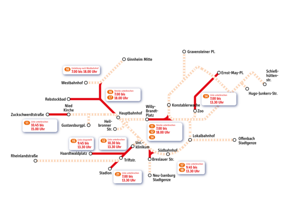 Die Verkehrsänderungen aufgrund des Frankfurt Marathons.