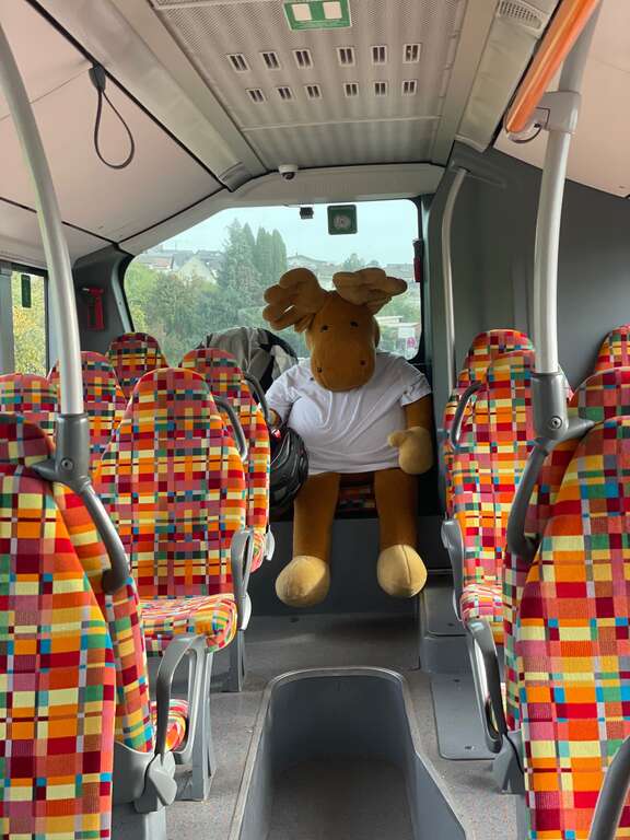 RMV-Busschule Lahnau 2026 Bus Innen mit Elchi-Dummy
