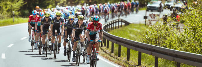 Profiradfahrer unterwegs im Grünen