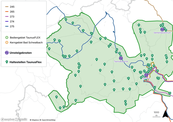 Bediengebiet des TaunusFLEX