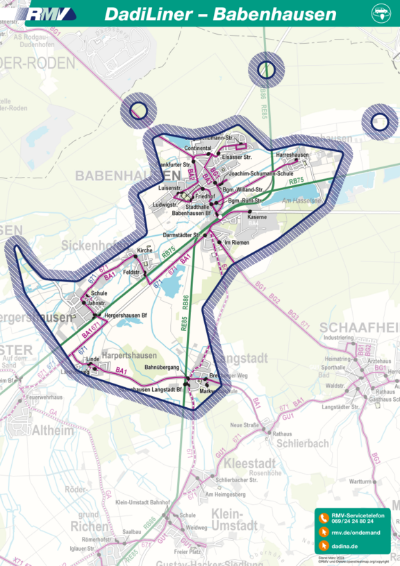 Vergrößerte Ansicht: Bediengebiet DADINA - DadiLiner Babenhausen