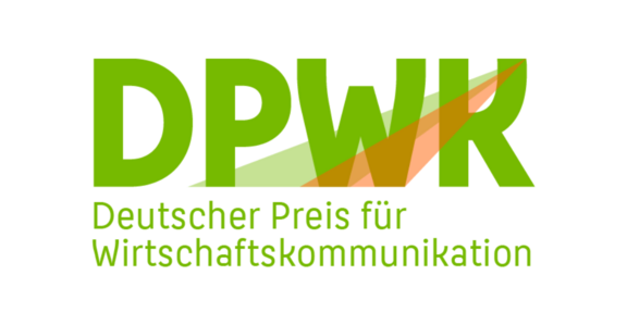 DPWK Deutscher Preis für Wirtschaftskommunikation Grünes Logo, grüne Schrift: DPWK Deutscher Preis für Wirtschaftskommunikation