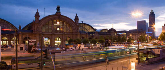 View of Frankfurt Central Station by night