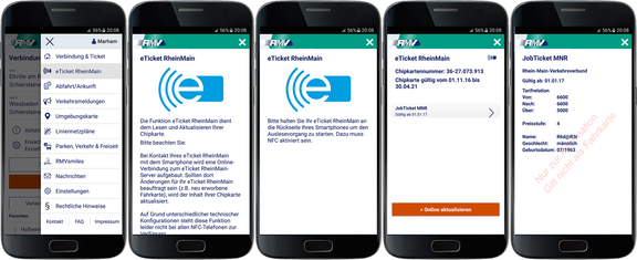 5 Screenshots der Anleitung in der RMV-App