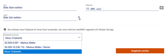 Screenshot aus dem RMV-Ticketshop