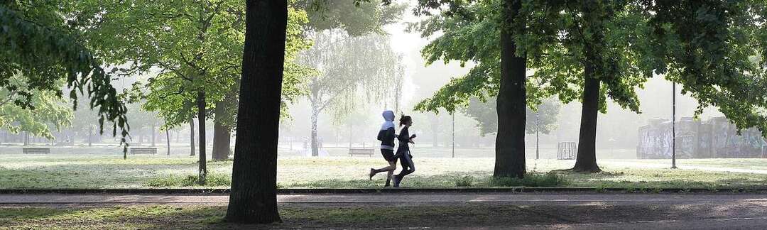 Zwei Jogger im Park.
