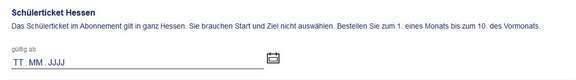 Screenshot aus dem RMV-Ticketshop, Schülerticket Hessen