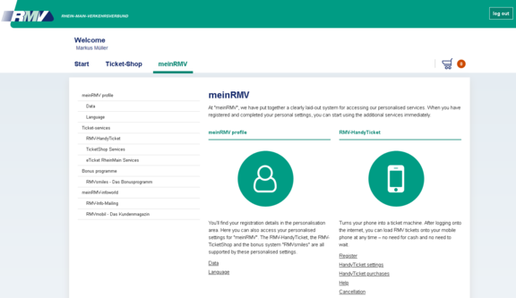 Screenshot of the RMV-Ticketshop