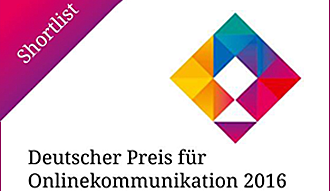 Eine Abbildung des deutschen Preises für Onlinekommunikation 2016