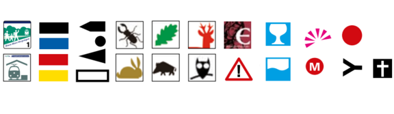 Eine Ansammlung von verschiedenen bunten Piktogrammen und Symbolen.