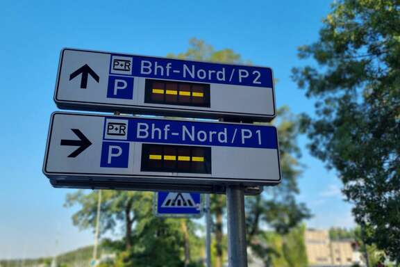 Anzeigetafel freie Parkplätze P&R in Wetzlar