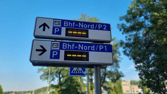 Anzeigetafel freie Parkplätze P&R in Wetzlar