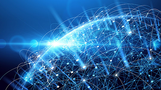 Abstrakte Darstellung globaler Vernetzung anhand der Erde