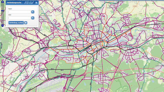 Ausschnitt aus der interaktiven Karte: Stadtplan Frankfurt