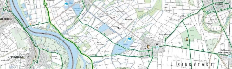Fahrradkarte Ausschnitt um Riedstadt