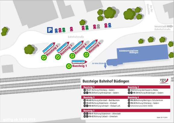 Lageplan Bussteige Bahnhof Büdingen