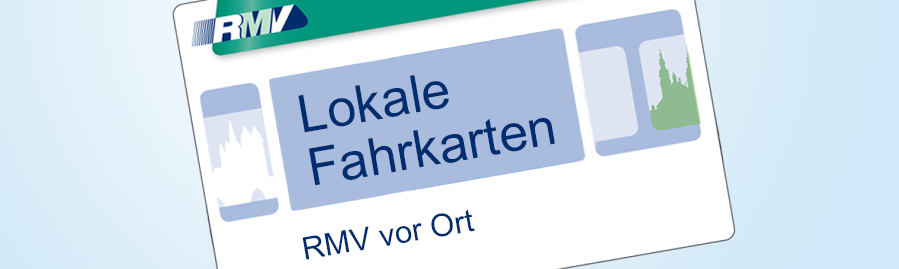 Grafik: Chipkarte mit der Aufschrift: Lokale Fahrkarten - RMV vor Ort