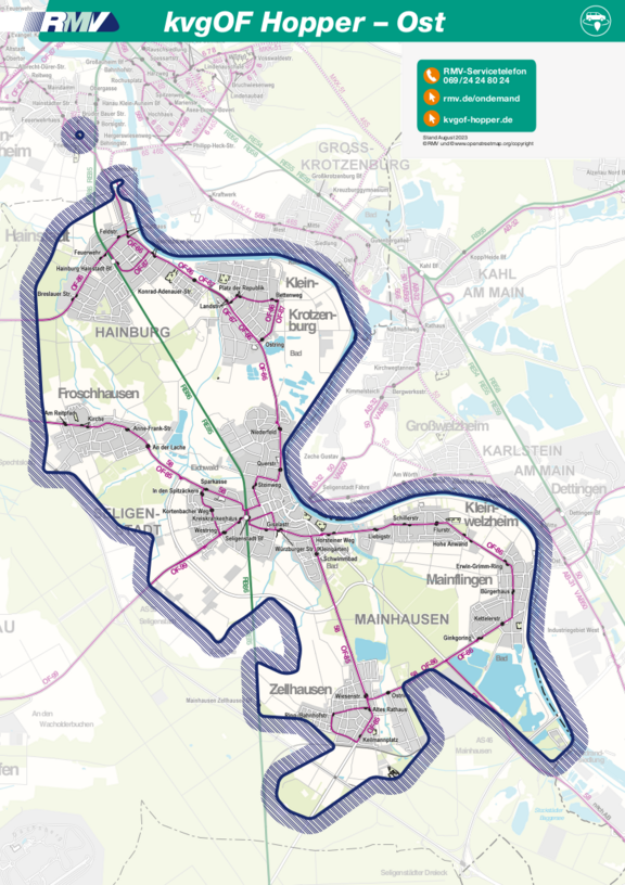 Vergrößerte Ansicht: Bediengebiet KVG Offenbach - Hopper Ost