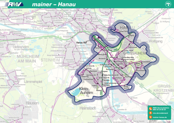 Vergrößerte Ansicht: Bediengebiet Hanau - Mainer