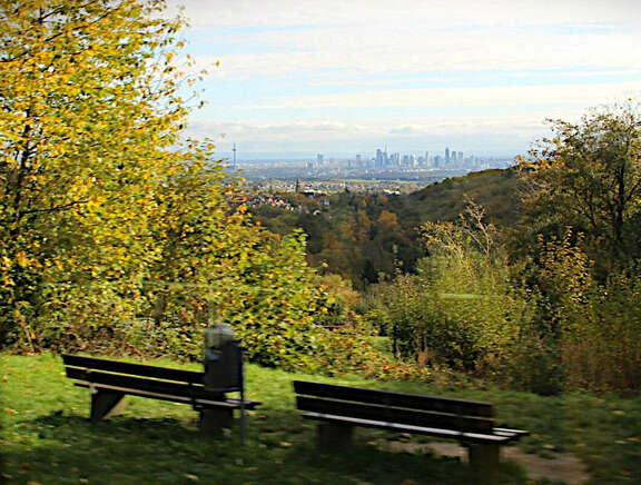 Natur, Blick auf Frankfurts Skyline