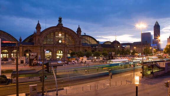 View of Frankfurt Central Station by night