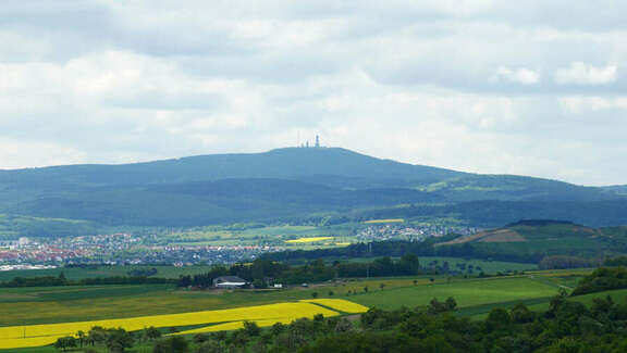 Vergoeßerte Ansicht: Felder und Stadt, im Hintergrund der große Feldberg