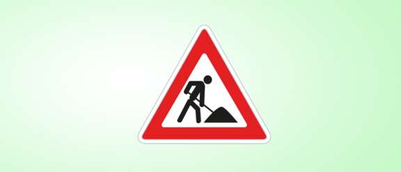 Verkehrszeichen Baustelle auf grünem Hintergrund
