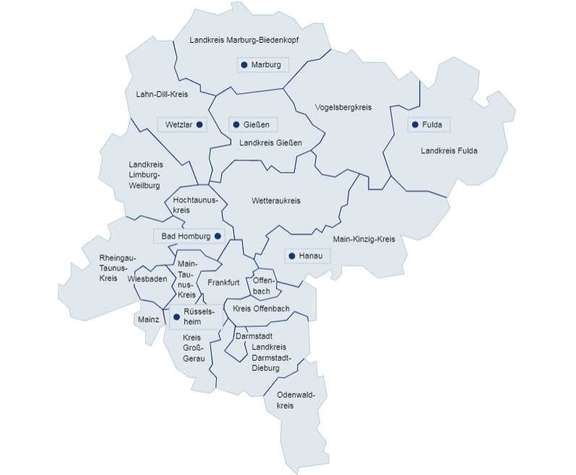 Karte der lokalen Nahverkehrsorganisationen