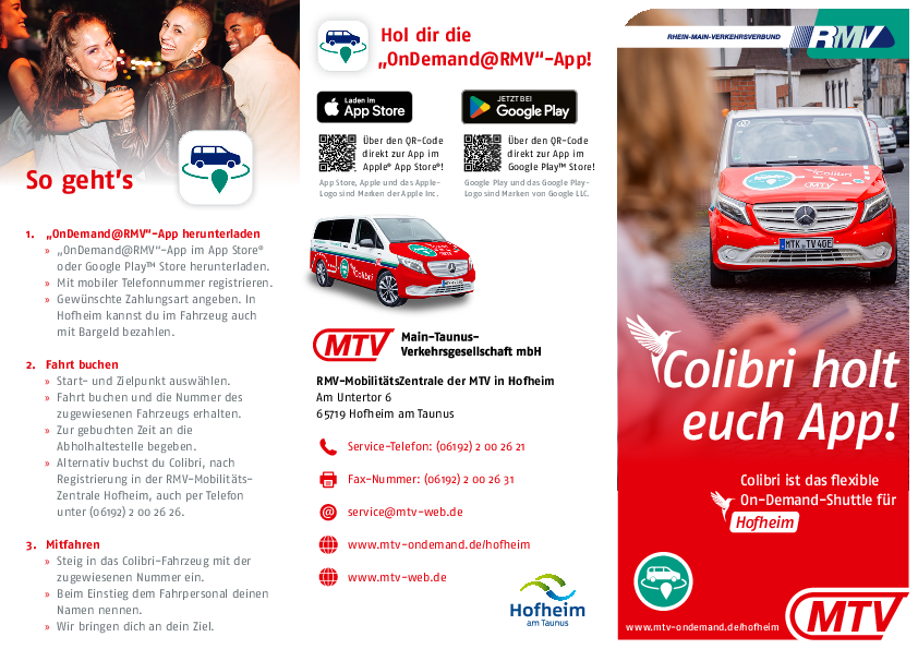 Colibri Infoflyer für Hofheim