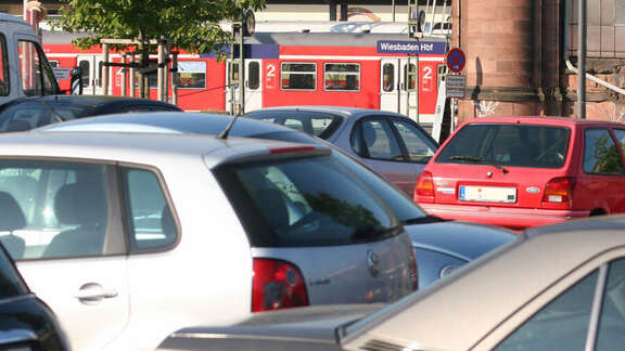 Park+Ride parking space at the Wiesbaden main train station